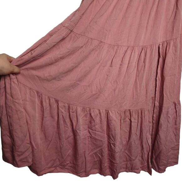 Merokeety Boho One Shoulder Side Split Tiered Smocked Midi Dress Size Small - Picture 7 of 9